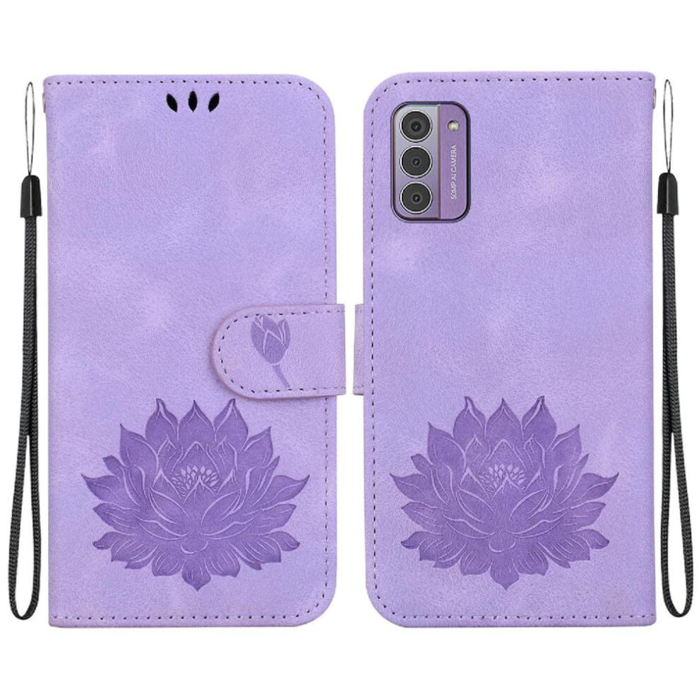 (Purple) Flip Case For Nokia G42 Wallet Kickstand Kickstand Relief Lotus Flower Magnetic Purple 764549332984