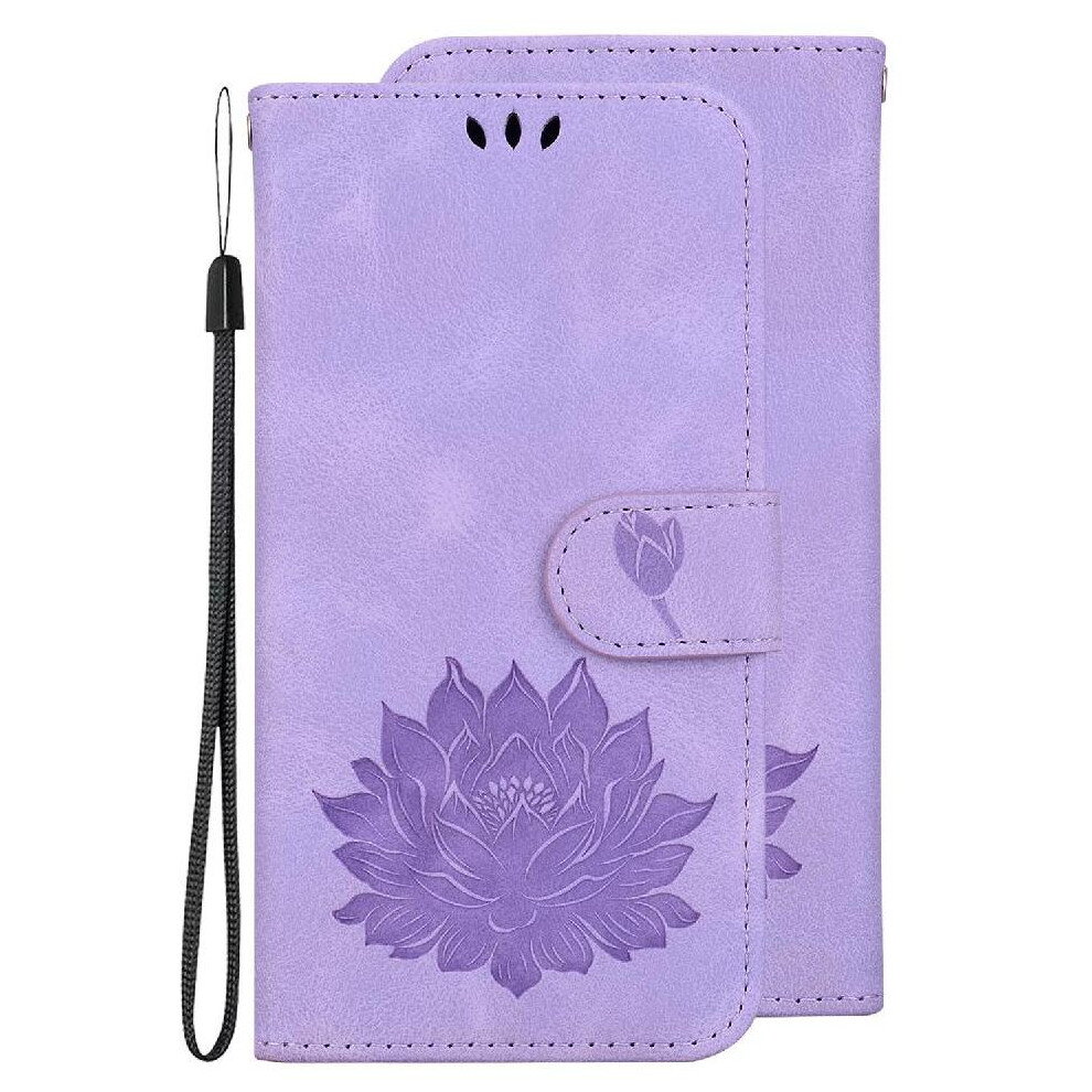 (Purple) Flip Case For Nokia C32 Wallet Relief Lotus Flower Kickstand Kickstand Magnetic Purple 764549333042