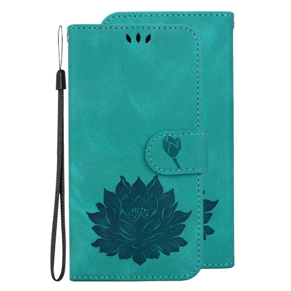 (Green) Flip Case For Motorola Moto E30 /E40/E20 Relief Lotus Flower Kickstand Magnetic Wallet Kickstand Green 764549333271