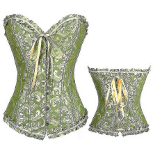 (L,Green)Tube Top Jacquard Gothic Palace Corset Waistcoat Shapewear Corset