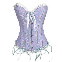 (5XL,Blue)Tube Top Jacquard Gothic Palace Corset Waistcoat Shapewear Corset