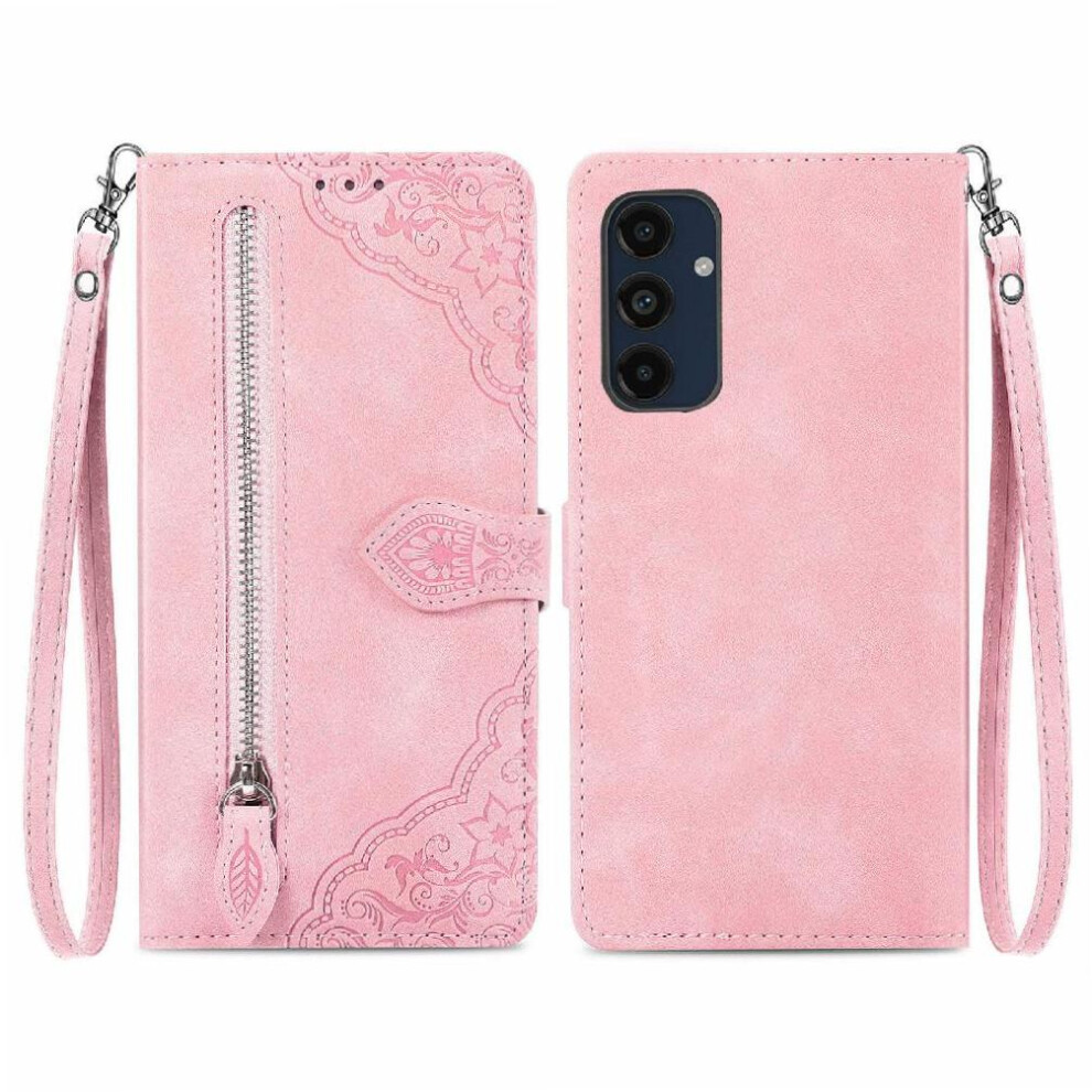 (Pink) Case Compatible With Samsung Galaxy A16 5G Multi-Color Multi-Card Slot Flip Zipper Style Wallet Business Pink 764549333622