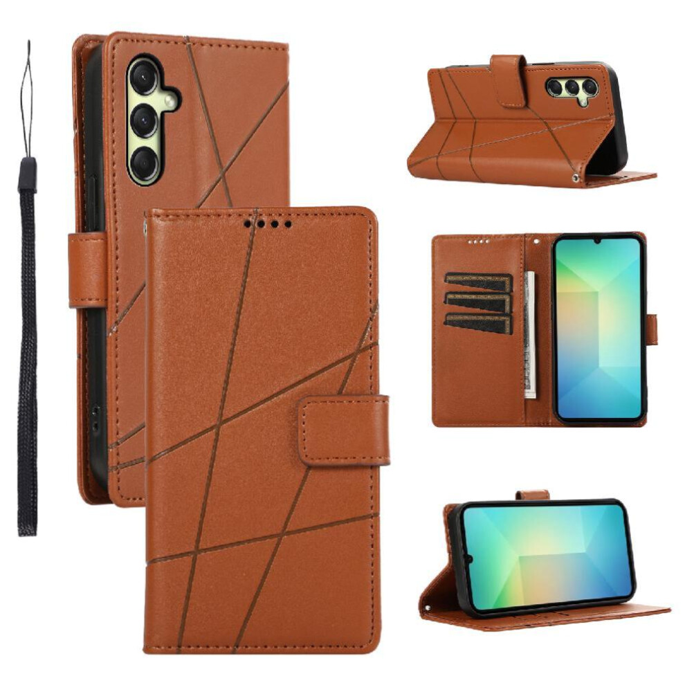 (Brown) Flip Case Compatible With Samsung Galaxy A16 Three Card Slots Shockproof Kickstand Shock Absorbing Brown 764549335237