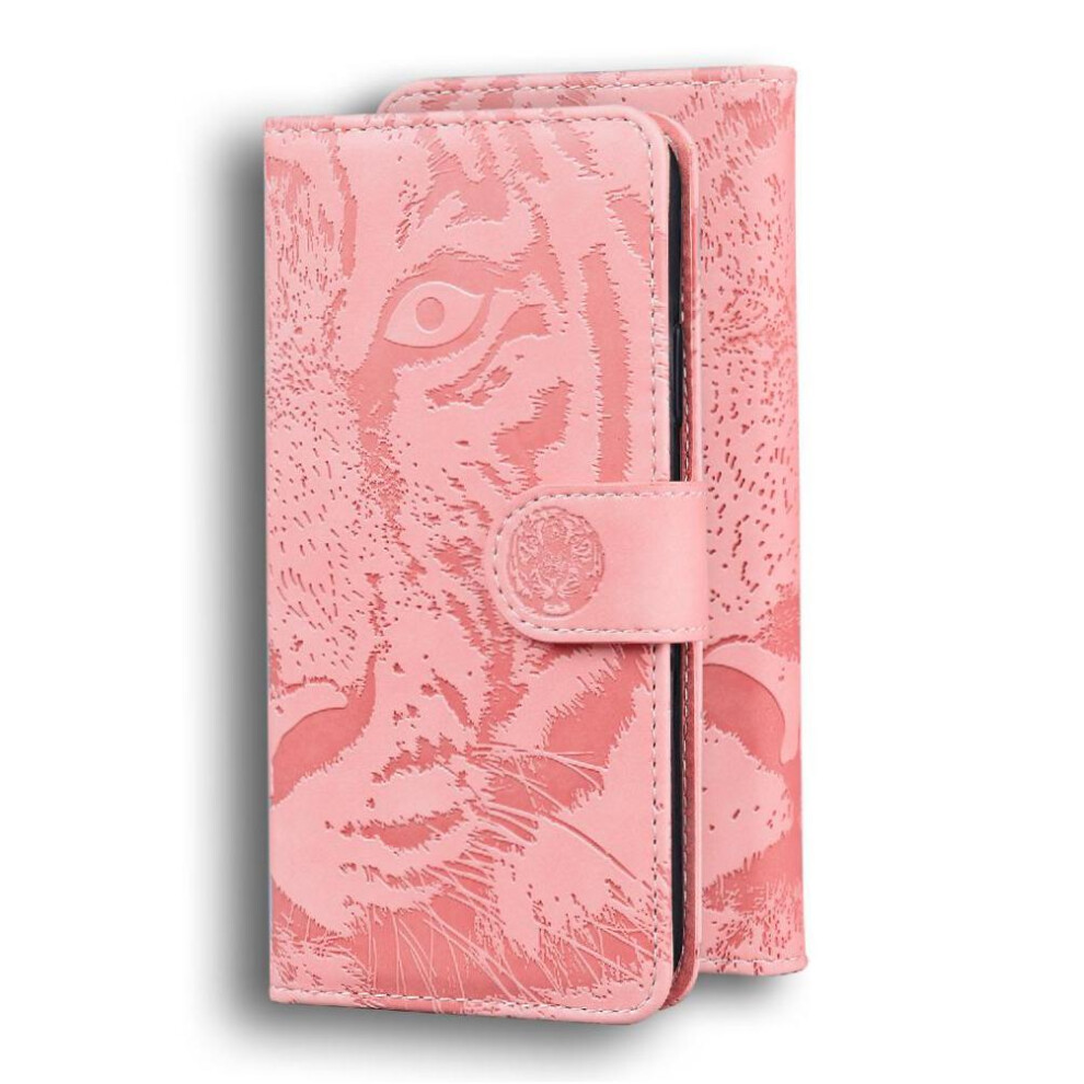 (Pink) Flip Case For Nokia C32 Kickstand Protective Leather Wallet Embossed Cute Tiger Pink 764549335824
