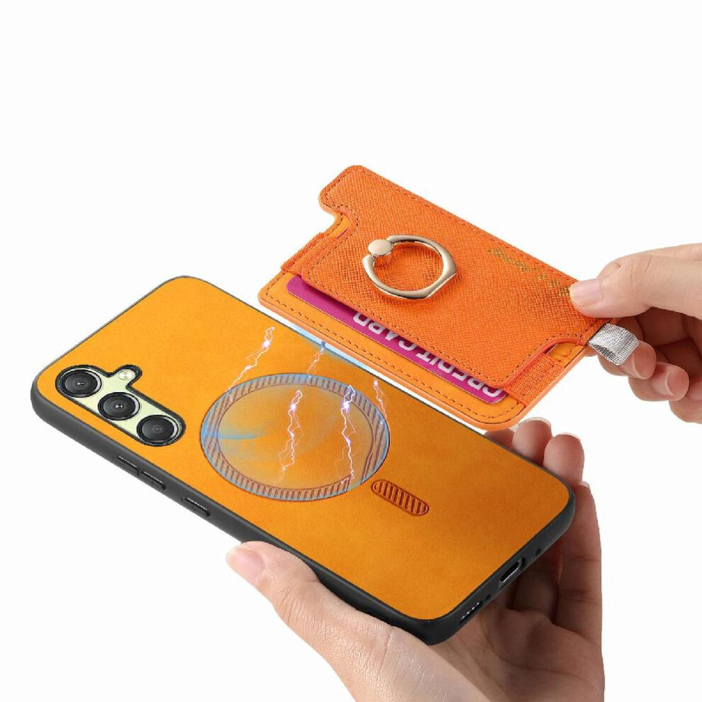 Photos - Case   Compatible with Samsung Galaxy A24 Magnetic Ring Stand Holder Wallet Magsafe Compatible(Orange)