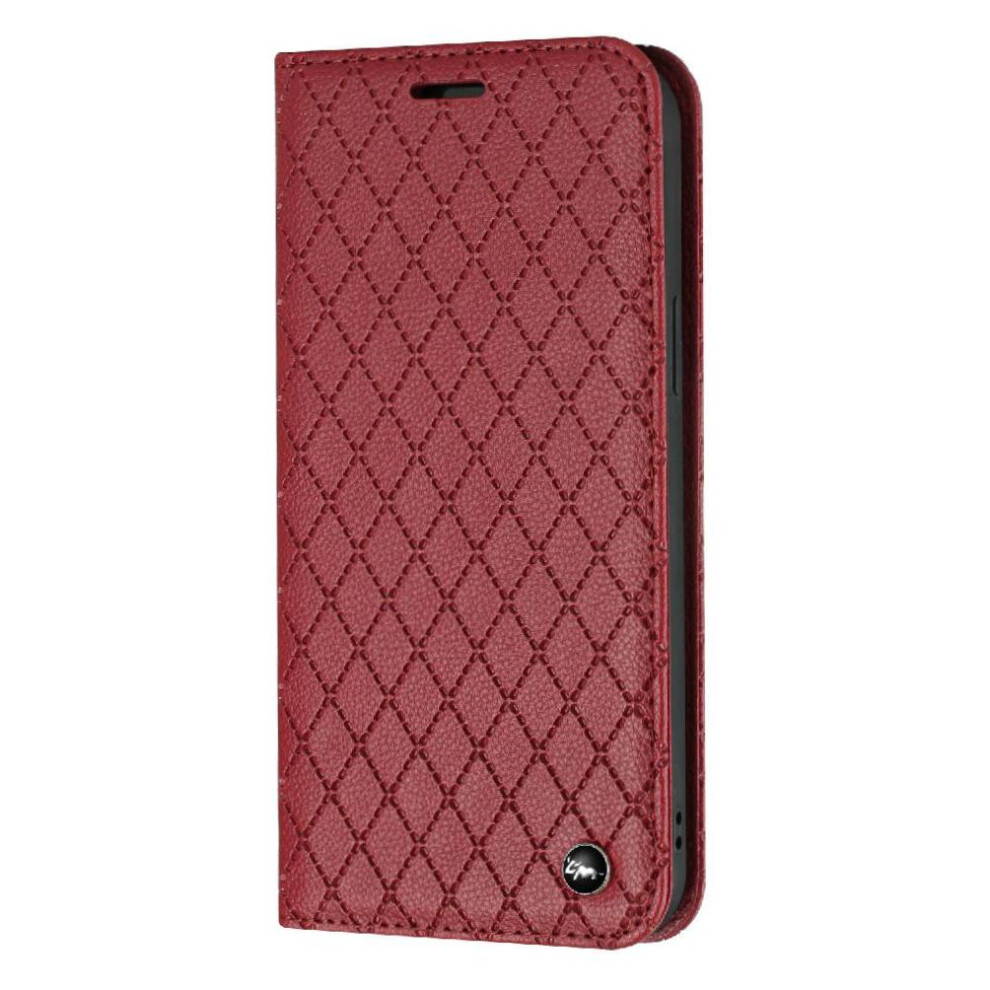 (Red) Case Compatible With Samsung Galaxy S24 Fe Card Slots Holder Flip Wallet Magnetic Shell Business Red 764549338573