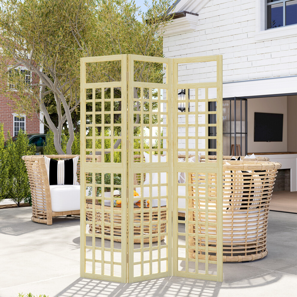 3 Panel Wooden Garden Privacy Screen Natural Outdoor Patio Divider - Image 5