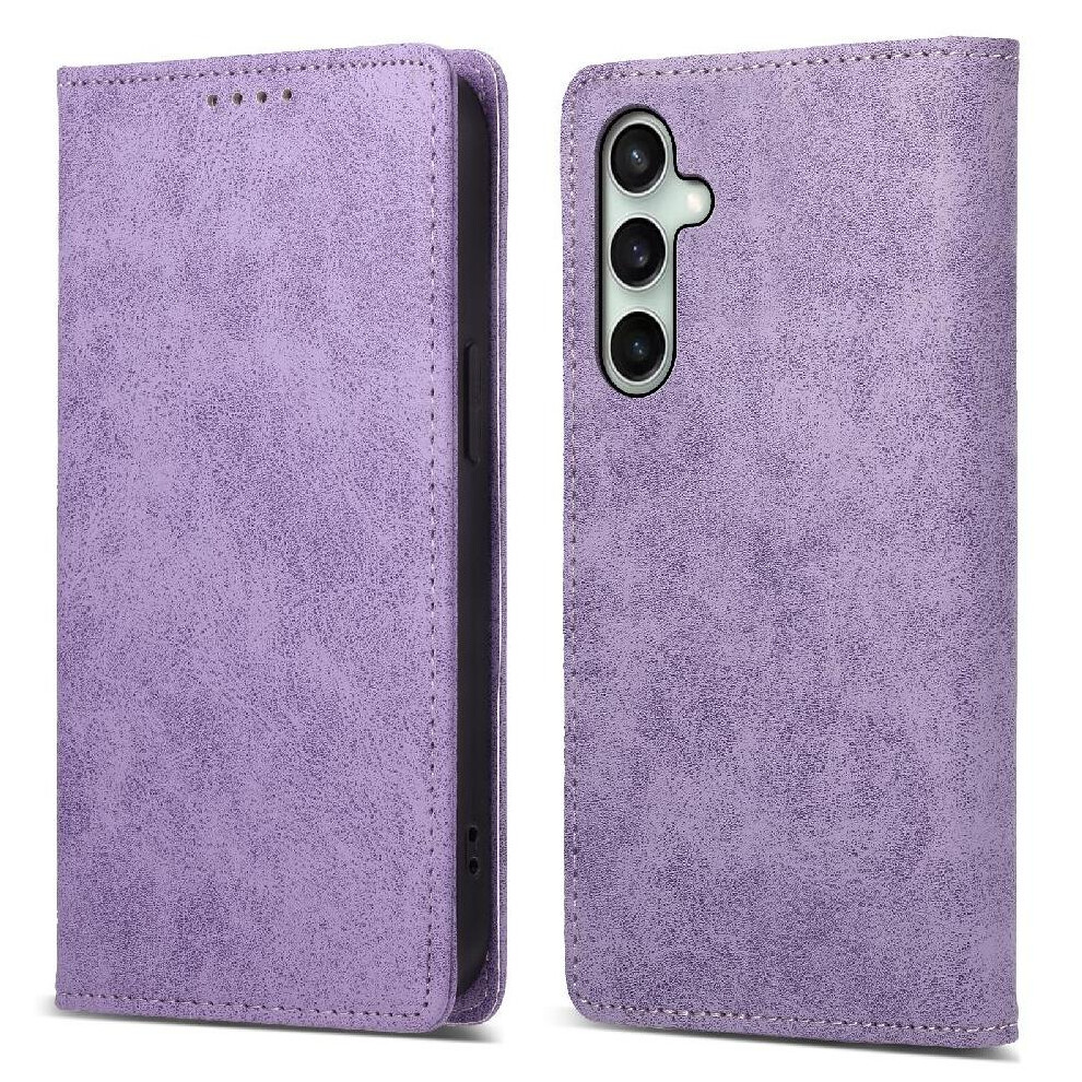 (Purple) Flip Case Compatible With Samsung Galaxy S24 Fe Business Casual Kickstand Shockproof Tpu Card Slot Purple 764549340941