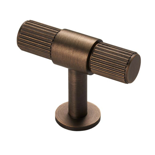(50mm T-Bar) Antique Brass Cabinet Pull Reeded