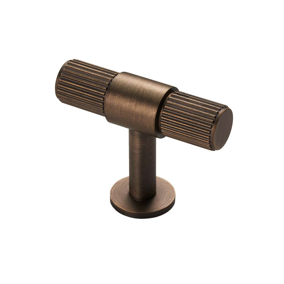 (50Mm T-Bar) Antique Brass Cabinet Pull Reeded 5056767302241