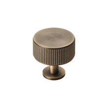 (35mm Knob) Antique Brass Cabinet Pull Reeded