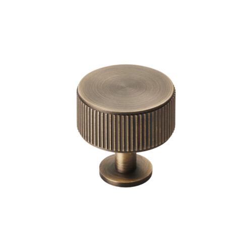 (35mm Knob) Antique Brass Cabinet Pull Reeded