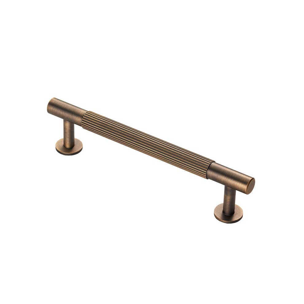 (128Mm Handle) Antique Brass Cabinet Pull Reeded 5056767302265