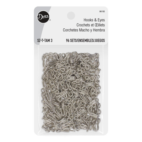 Dritz Hooks & Eyes Size 3 Nickel 96 Sets Fasteners 1