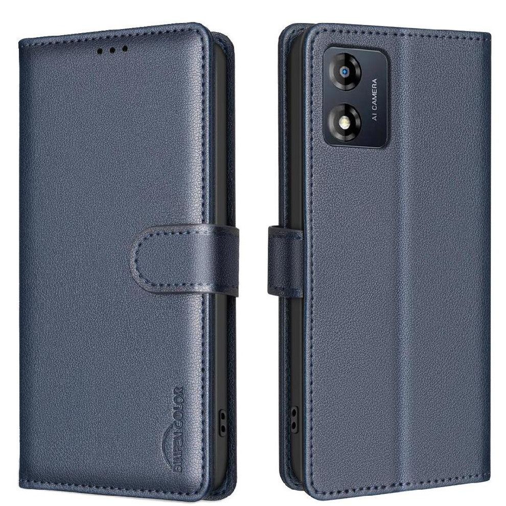 (Blue) Flip Case For Motorola Moto E13 4G Wallet Pu Leather Rfid Blocking Card Holder Kickstand Magnetic Blue 764549343997