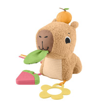 Fisher-Price Baby Sensory Toy Snuggly Snacky Capybara Plush with Newborn Teether & Rattle Activities for Infants Ages 3+ Months