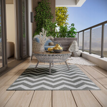 Outsunny Reversible Outdoor Rug 182 x 121 cm, Grey & White, Water-Resistant, Foldable, UV-Protected - 844-644V00LG