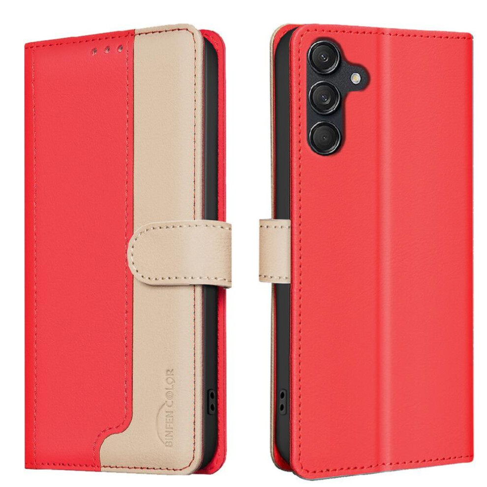 (Red) Flip Case Compatible With Samsung Galaxy A24 4G Kickstand Flip Folio Rfid Blocking Shockproof Tpu Inner Shell Card Slots Holder Red 764549344369