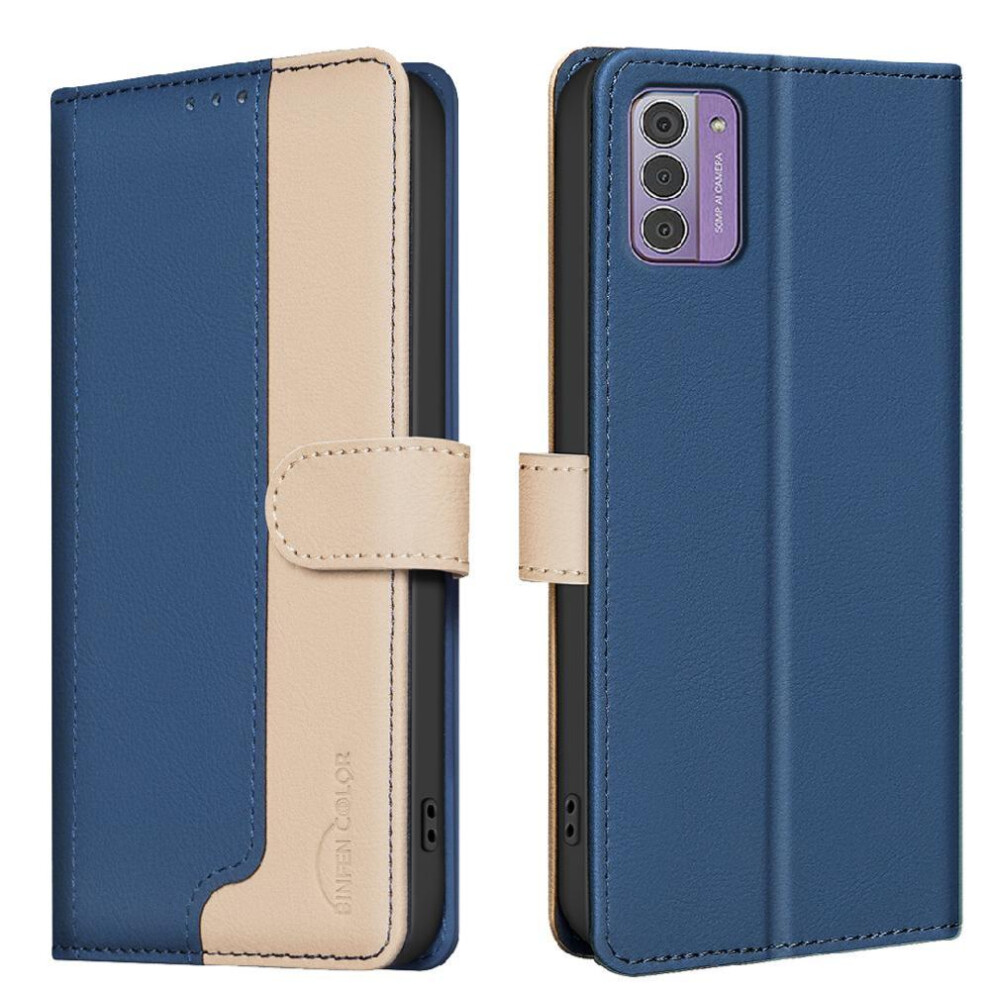 (Blue) Flip Case For Nokia G42 Kickstand Shockproof Tpu Inner Shell Flip Folio Rfid Blocking Card Slots Holder Blue 764549344437