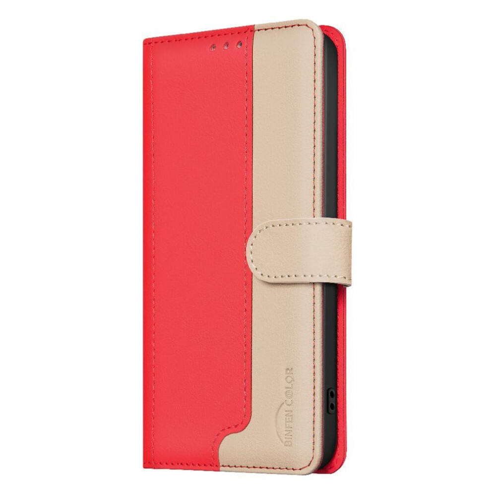 (Red) Flip Case For Nokia C32 Shockproof Tpu Inner Shell Kickstand Flip Folio Rfid Blocking Card Slots Holder Red 764549344475