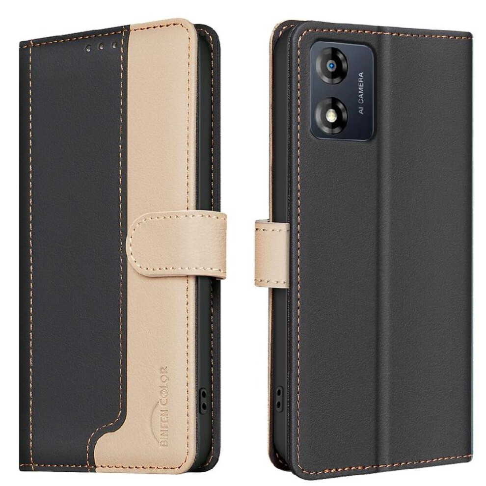 (Black) Flip Case For Motorola Moto E13 Rfid Blocking Shockproof Tpu Inner Shell Kickstand Card Slots Holder Flip Folio Black 764549344628