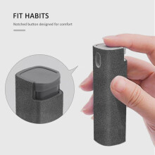 (grey) Mini Screen Cleaner Spray Smartphones Soft Microfiber Polishing Cloth Cleaning Brush