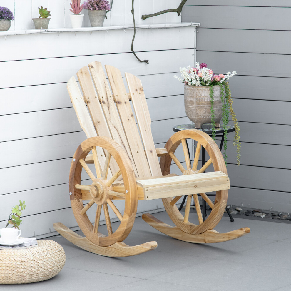 Outsunny Adirondack Rocking Chair Porch Poolside Garden Lounging Natural