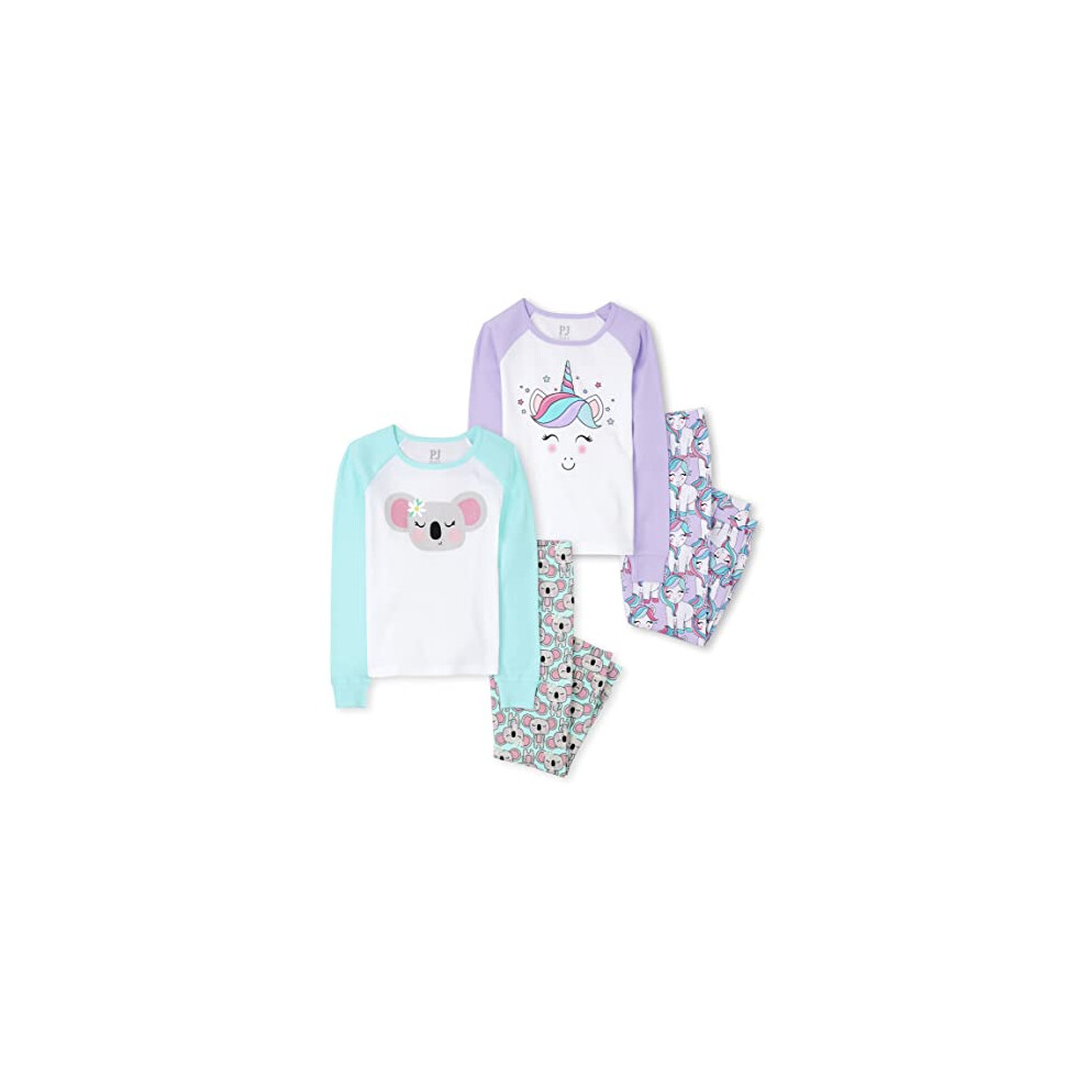 The Childrens Place girls Long Sleeve Top and Pants Pajama Set UnicornKoala 2 pack Kids PJ set 16