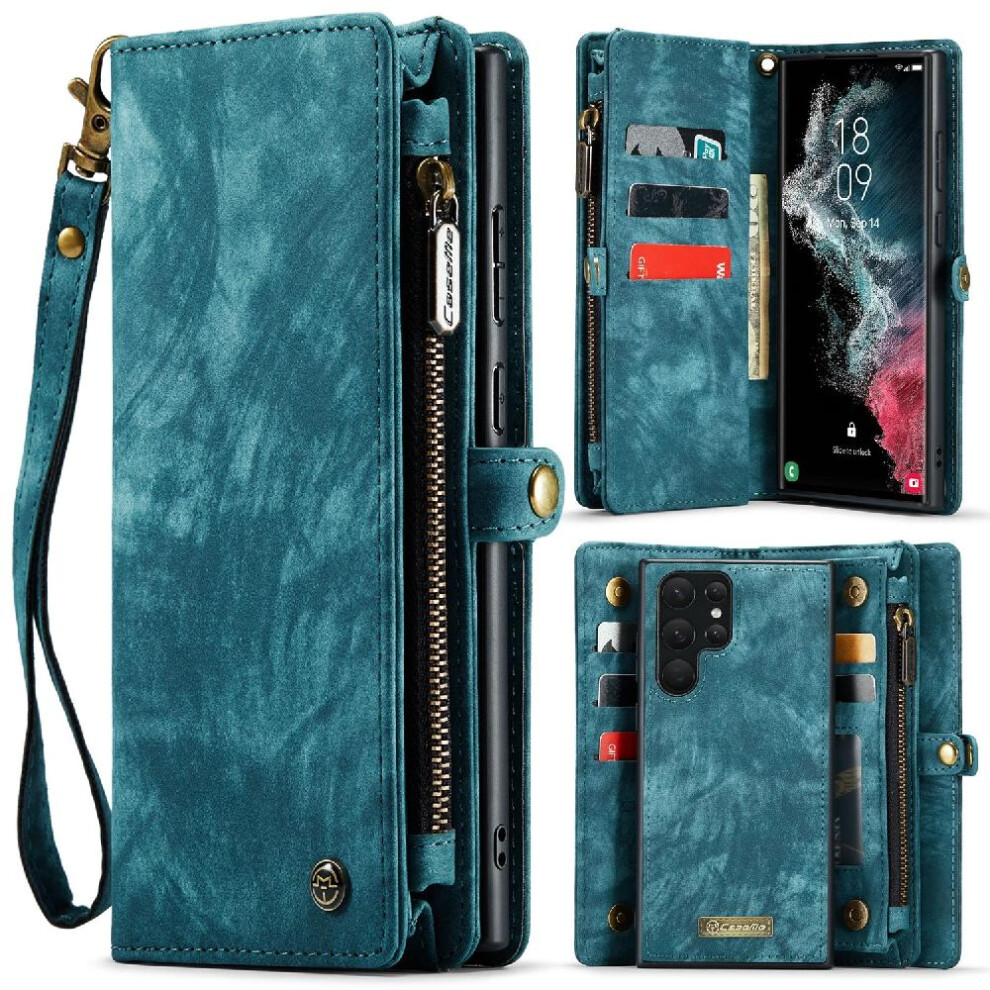 (Blue) Pu Case Compatible With Samsung Galaxy S22 Ultra Blue 764549350445