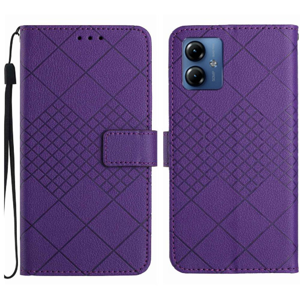 (Purple) 5G Pu Case Compatible With Motorola Moto G54 Flip Purple 764549350827