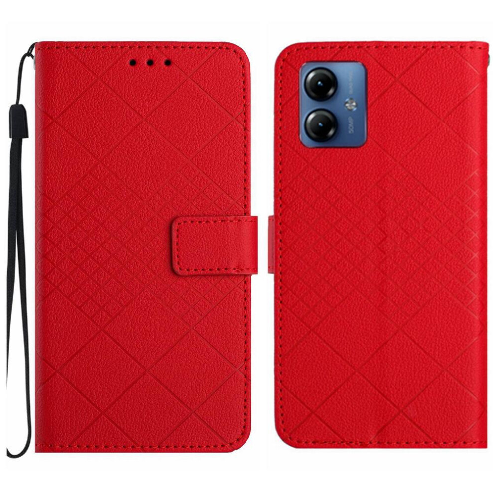 (Red) 5G Pu Case Compatible With Motorola Moto G54 Flip Red 764549350810