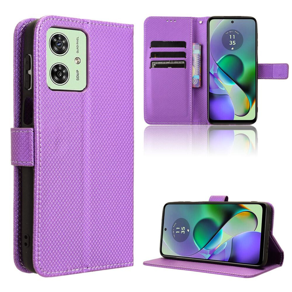 (Purple) 5G Wallet Case Compatible With Motorola Moto G54 Purple 764549350919