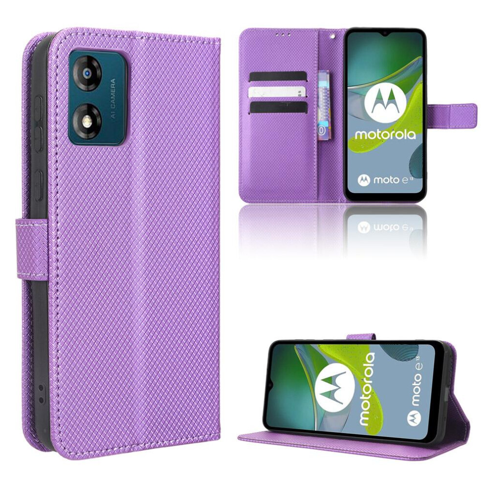 (Purple) Motorola Moto E13 Compatible Wallet Case Purple 764549351022