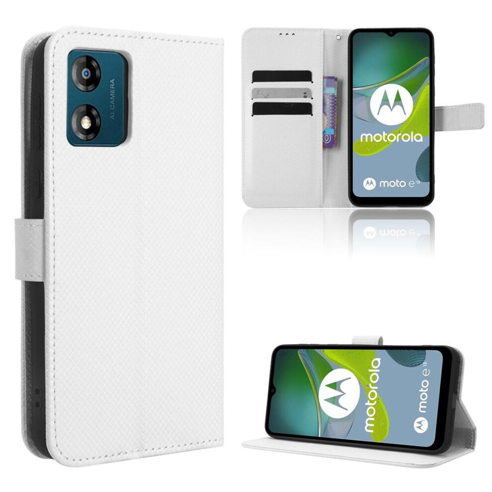 (White) Motorola Moto E13 Compatible Wallet Case White 764549350995