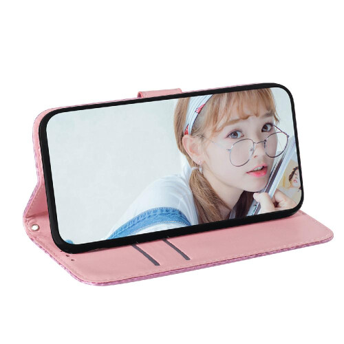 (Pink) PU Case Compatible with Motorola Moto E13 Wallet 2