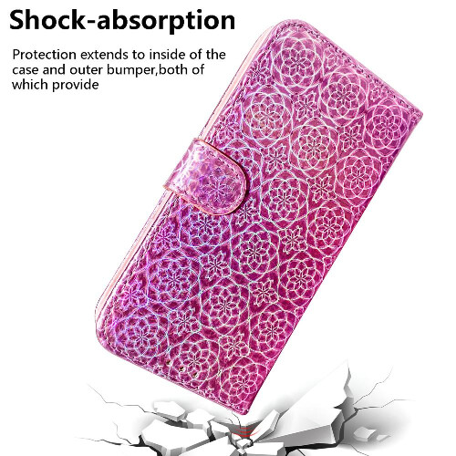 (Pink) PU Case Compatible with Motorola Moto E13 Wallet 1