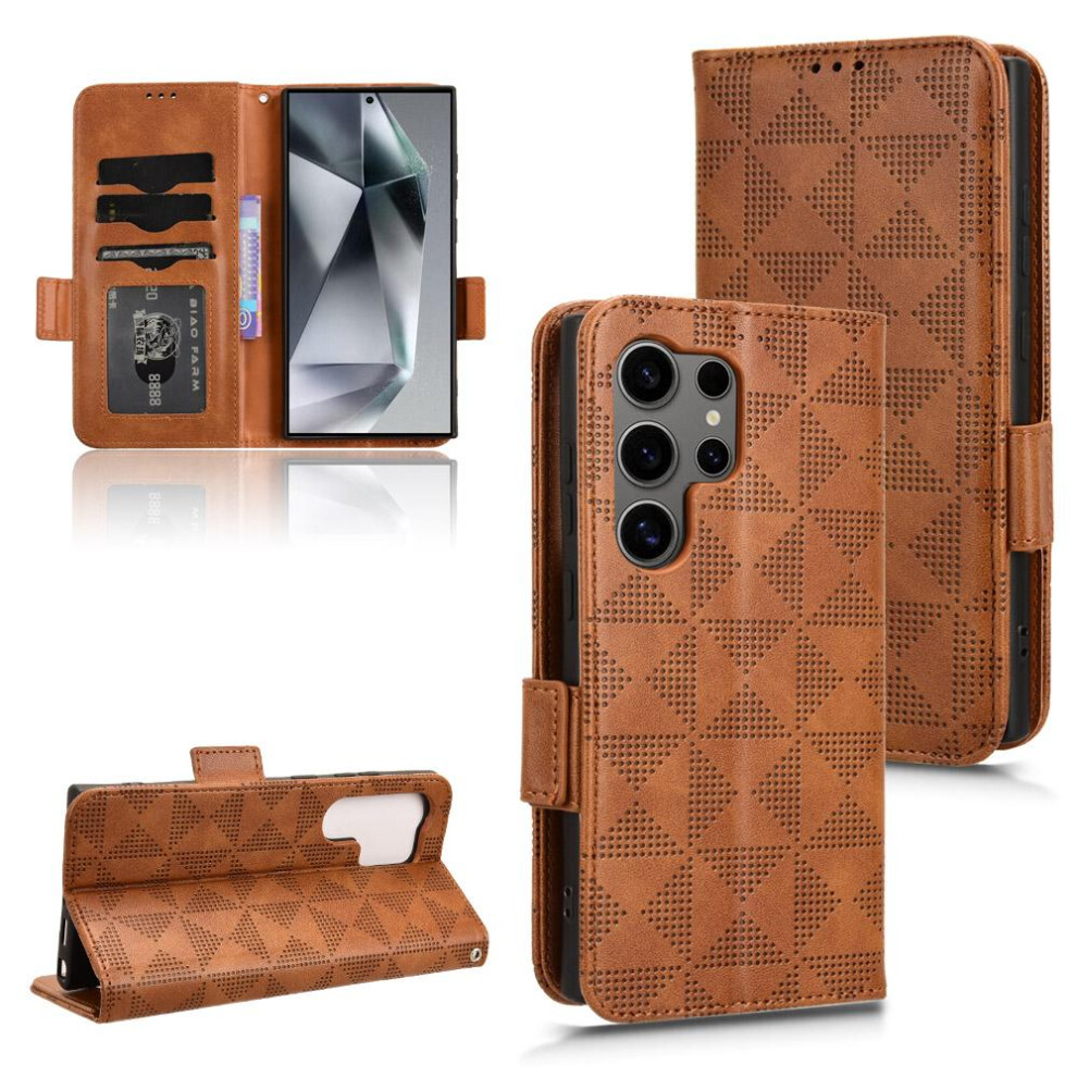 (Brown) Samsung Galaxy S24 Ultra Case 5G Pu Leather Brown 764549352746