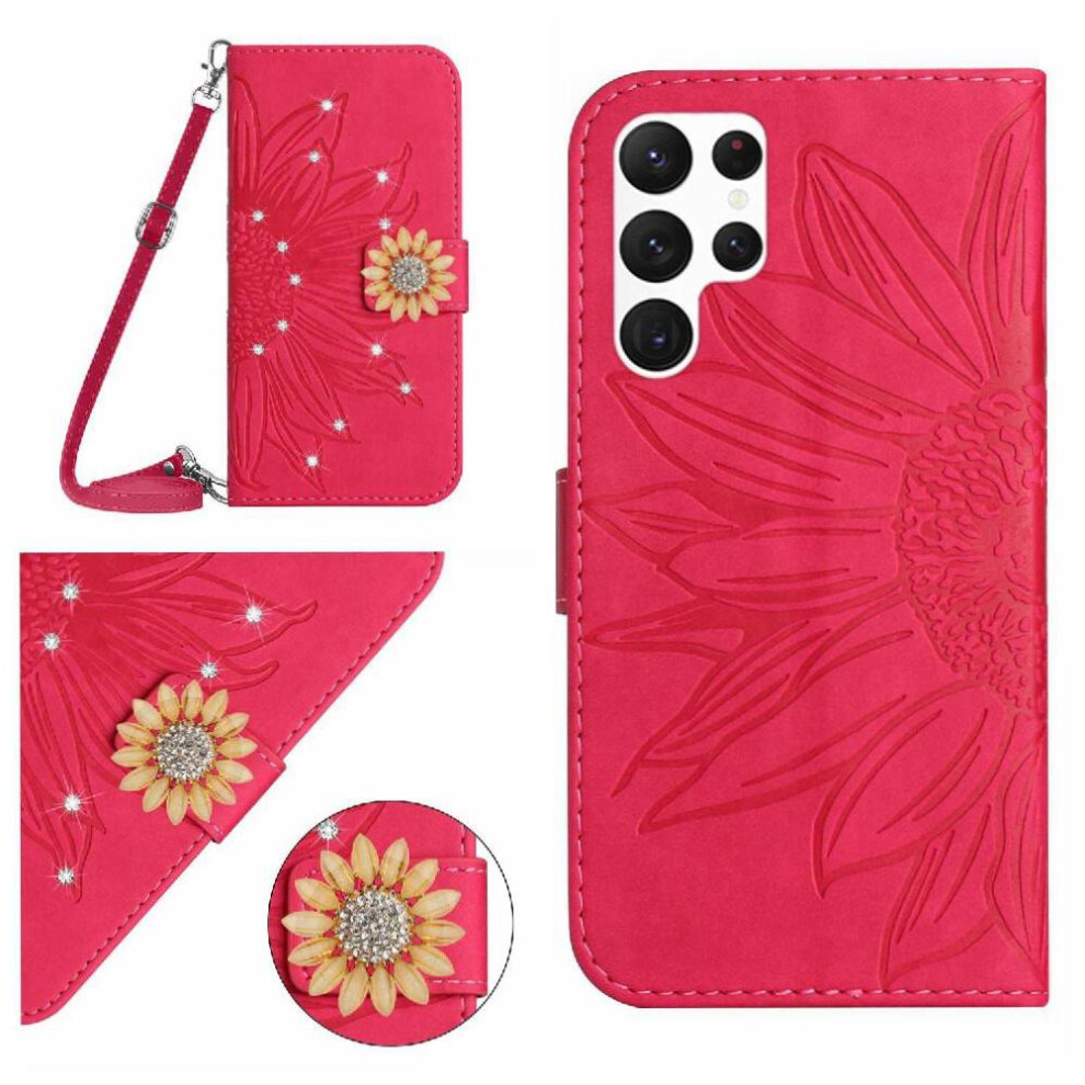 (Rose ) Samsung Galaxy S24 Compatible Wallet Case Red 764549353163