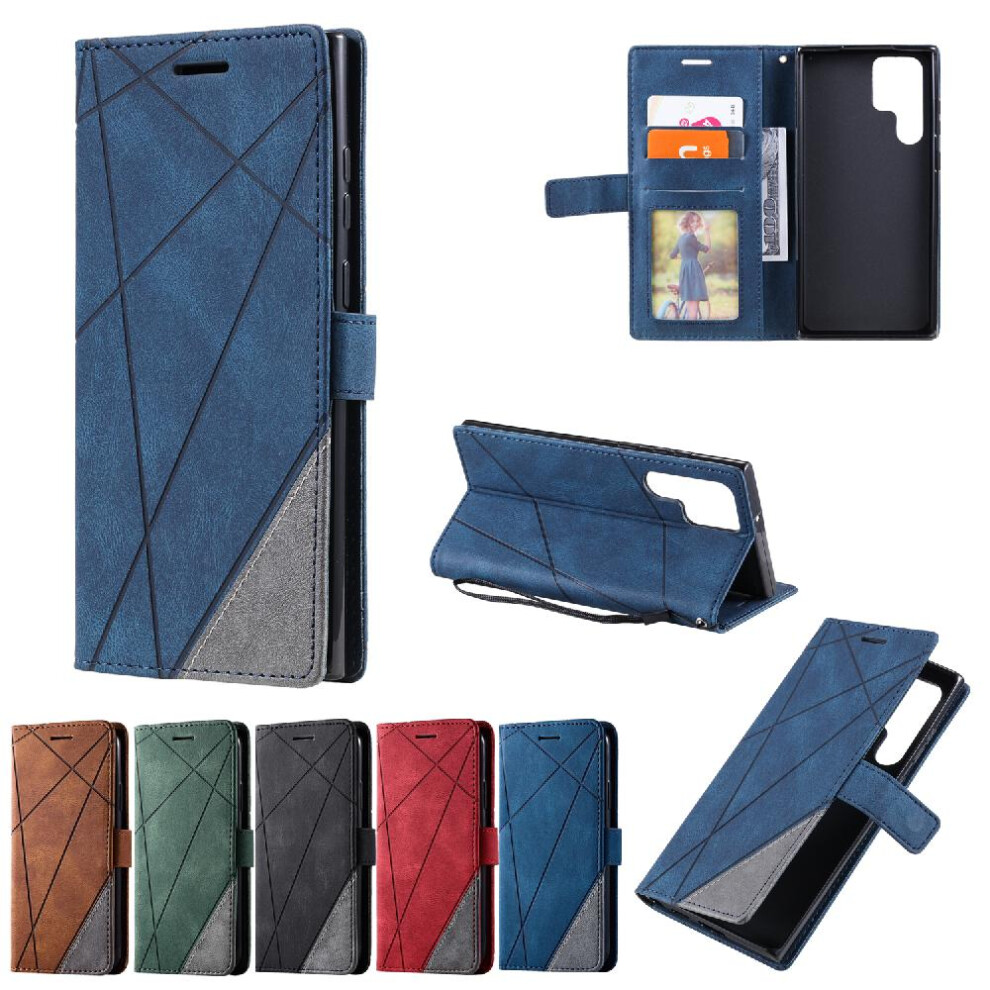 (Blue) Samsung Galaxy S24 Ultra Compatible Pu Case Blue 764549353194