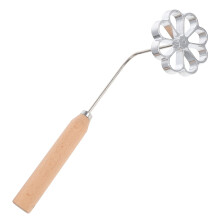 Gaufre su   doise en aluminium avec poign   e en bois, impression cr   ative de g   teau, friture pour biscuits Rosette Bunuelos (motif floral)