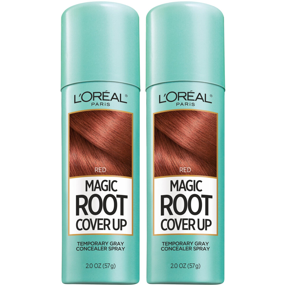L'Oreal Paris Root Cover Up Temporary Gray Concealer Spray  Hair Color Spray with Filling & Thickening Coverage  Red  Pack of 2  Packaging May Vary