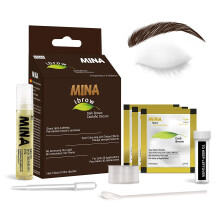 Kit de colorao de sobrancelhas marrom escuro MinaiBrow | P de colorao natural para manchas com leo nutritivo, gua e cobertura cinza instan