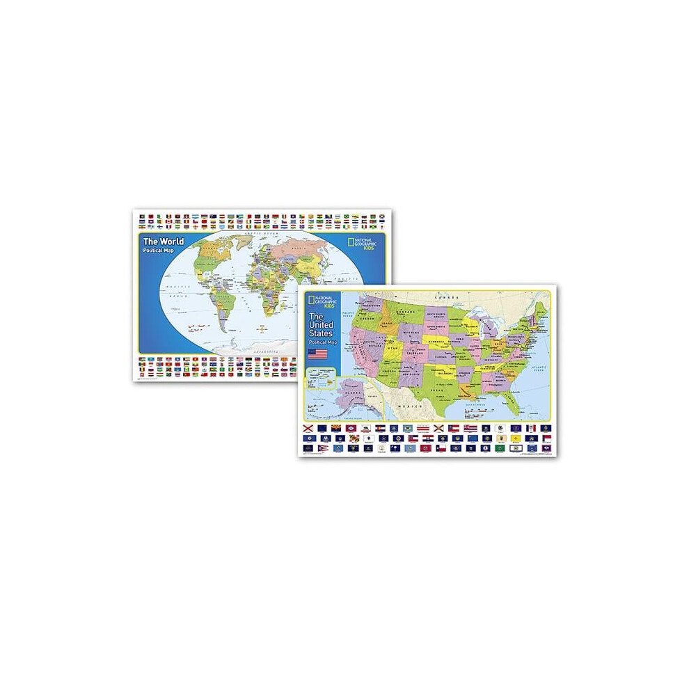 National Geographic Maps Ngmre01021233b World & United States Map For Kids - Poster Size