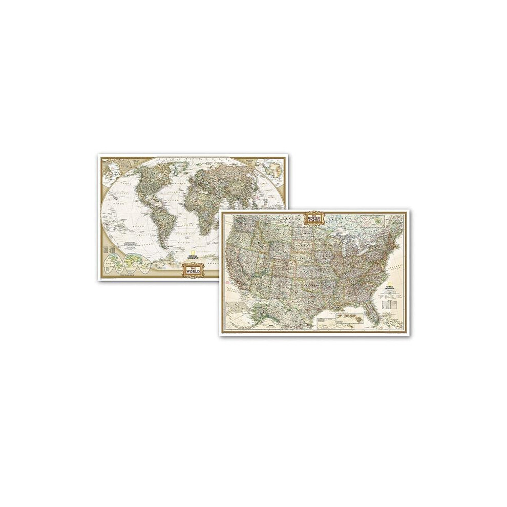 National Geographic Maps NGMRE01021232B World & United States Executive Map - Poster Size