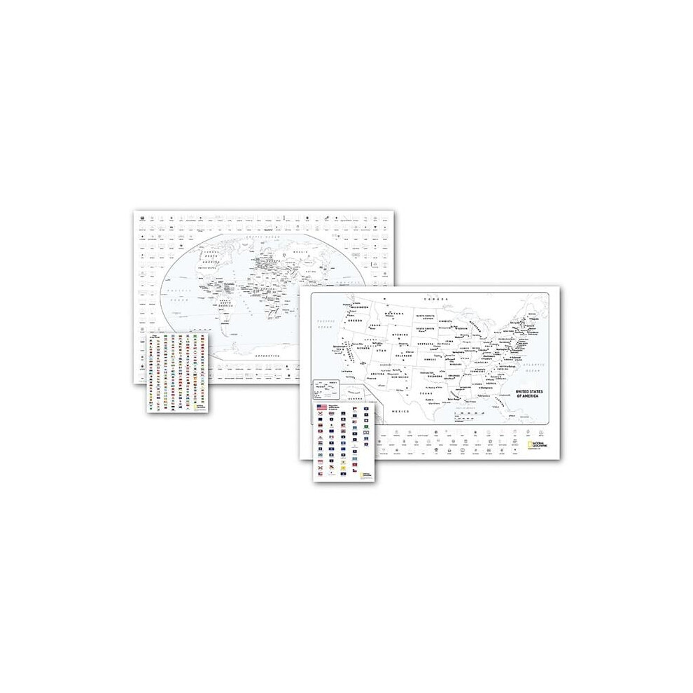 National Geographic Maps Ngmre01021221b World & United States Coloring Map Pack Bundle
