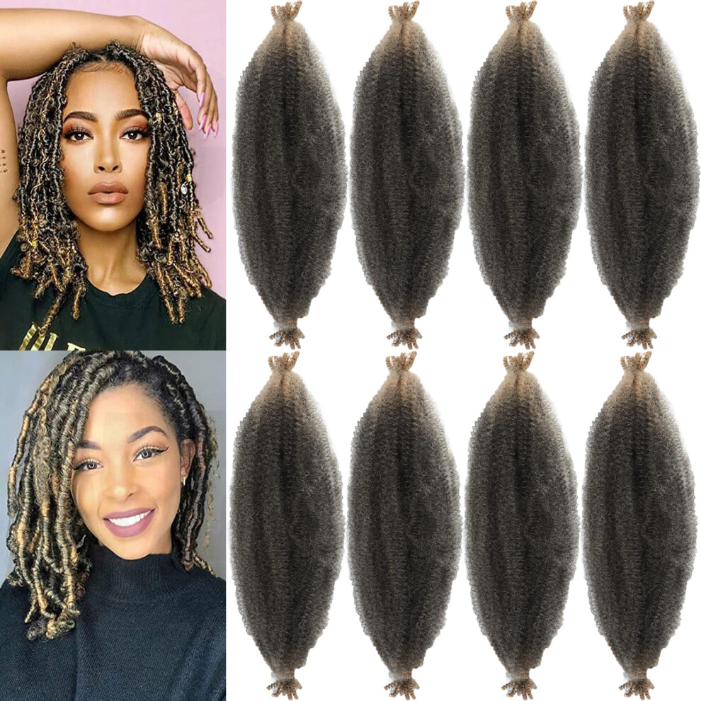 Kossys Unisex 8 Packs Springy Afro Twist Hair 16 Inch 1B/27 Pre-Separated Kinky Marley Twist Braiding Hair Soft Crochet For Distressed Faux Locs Spring Twist Hair E