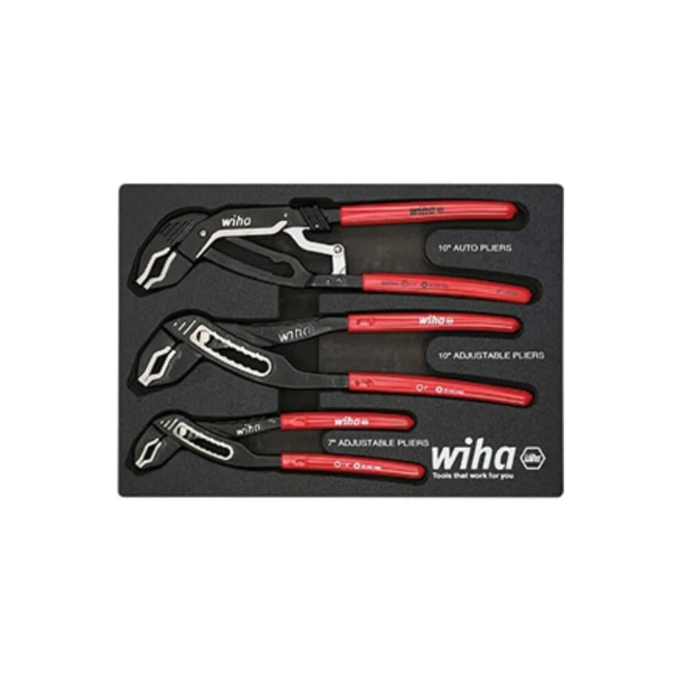 Wiha WIH-34690 Classic Grip V-Jaw Tongue & Groove Pliers Tray Set - 3 Piece