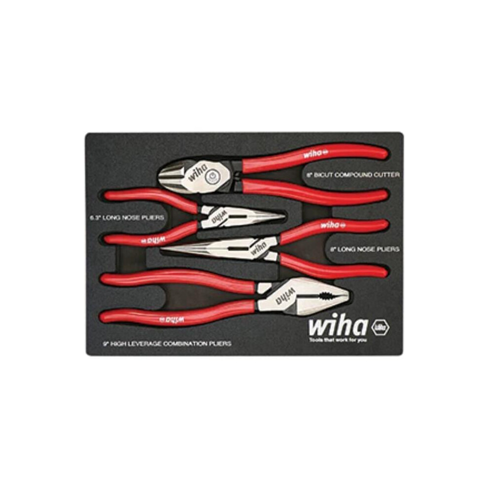 Wiha WIH-34681 Classic Grip Pliers & Cutters Tray Set - 4 Piece
