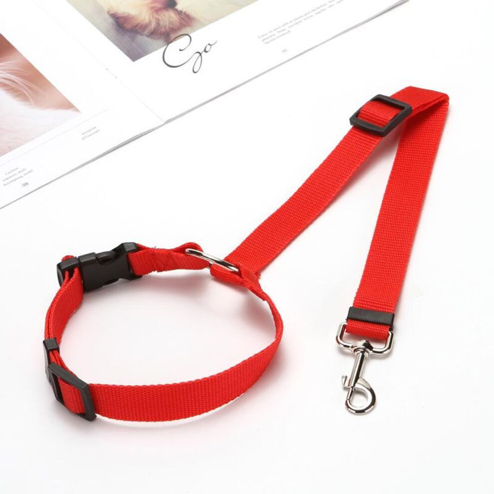 (red) Solid Two-in-one Pet Car Seat Belt  Lead Leash Backseat Safety Belt Adjustable Harness For Kitten Dogs Collar Pet Accessories
