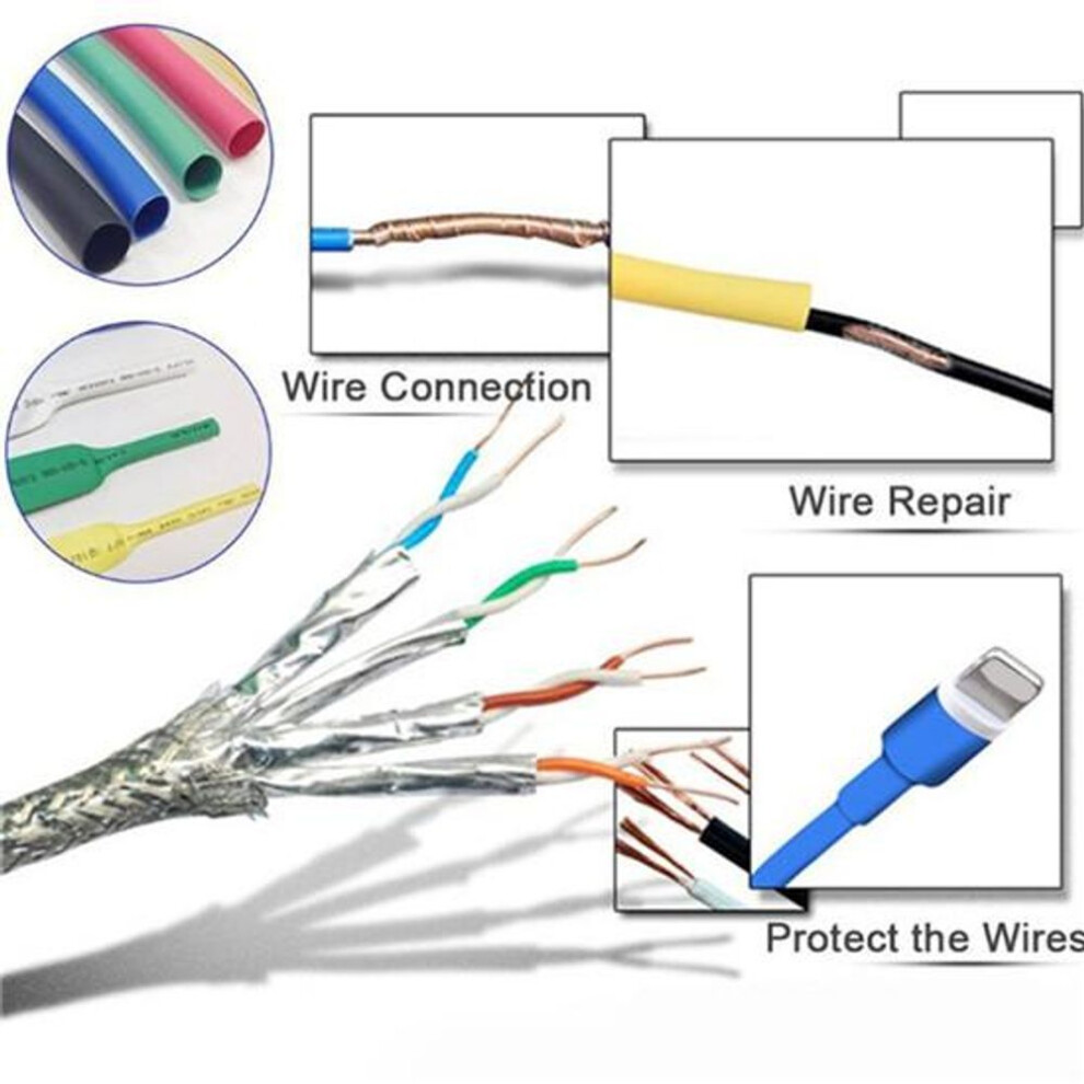 328pcs/box Insulation Heat Shrink Tube Kit Shrinking Assorted Polyolefin Sleeving Heat Shrink Tubing Wire Cable 8 Sizes 2:1 s Connector Repair